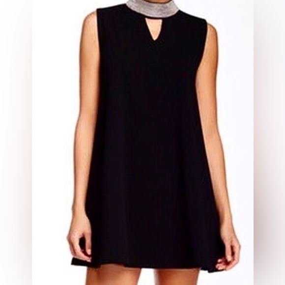 Gracia Black Sleeveless Dress Small Silver Embellished Collar Lined A-Line - Picture 4 of 8